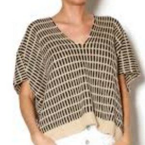 FREE PEOPLE Cotton V-Neck Poncho-Like Exposed Back Zipper Sweater